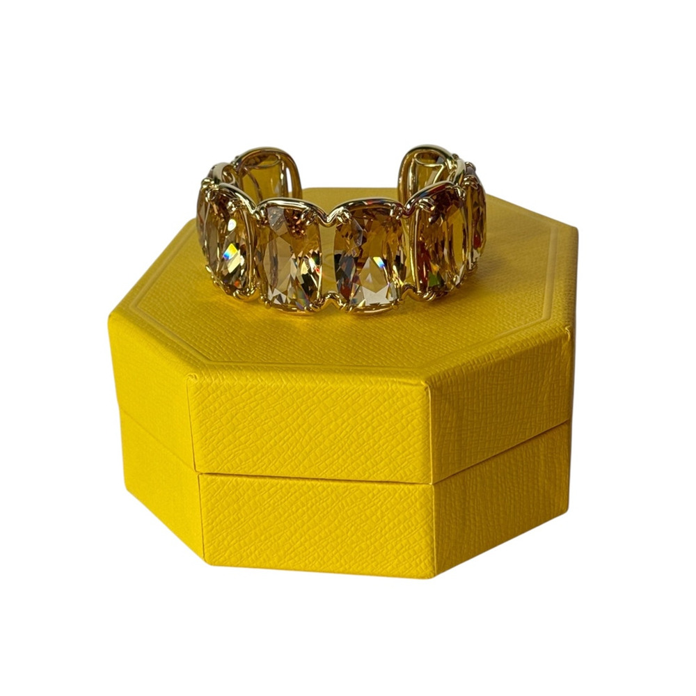 Swarovski Harmonia cuff Oversized floating crystals, Gold tone L